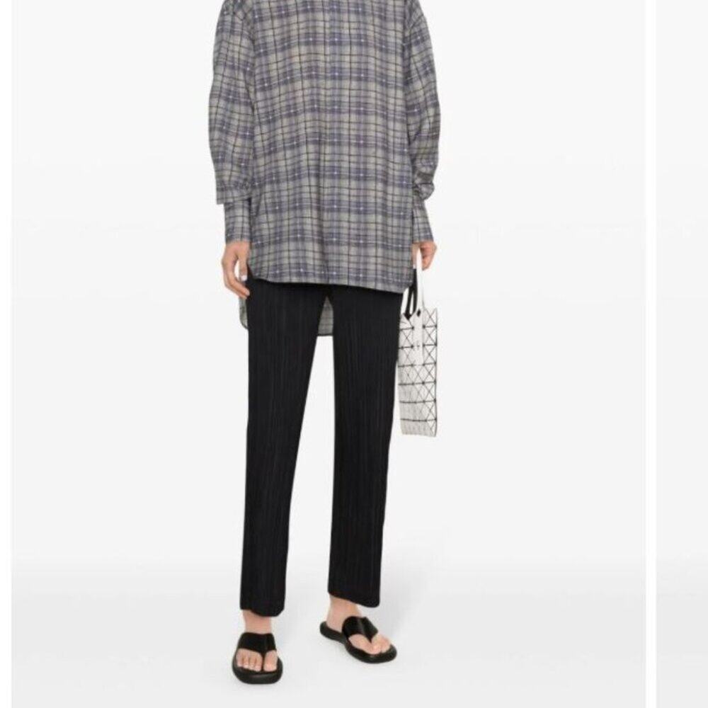 Pleats Please Issey Miyake straight-leg pleated trouser Pants  Black